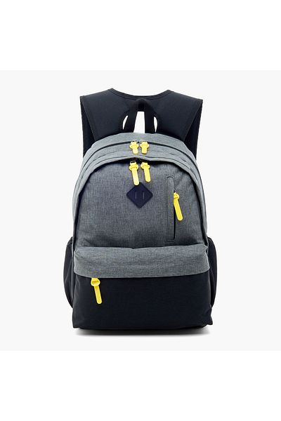 Juniors Panelled Backpack with Adjustable Straps and Zip Closure - 18 inches