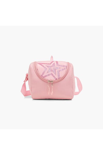 mattel Barbie Star Embellished Lunch Bag with Adjustable Strap and Zip Closure
