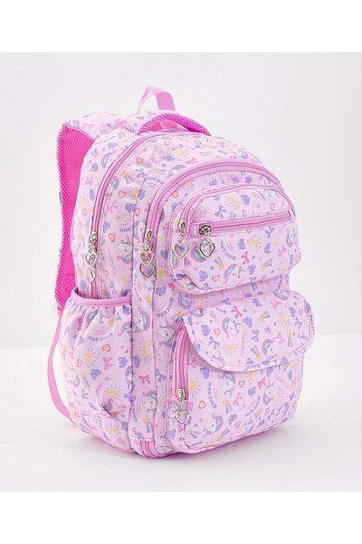 Bonfino Bonfino Unicorn School Bag, Padded Shoulder Straps, Pink - 19 Inches