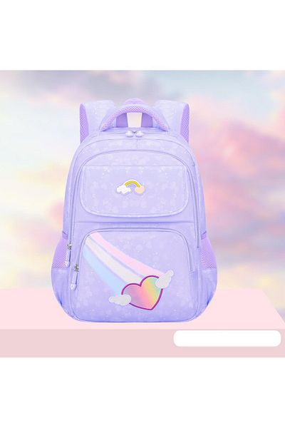Bonfino Bonfino Backpack, Rainbow Theme, Large Capacity, Waterproof, 6 Years+, 17 Inches - Assorted