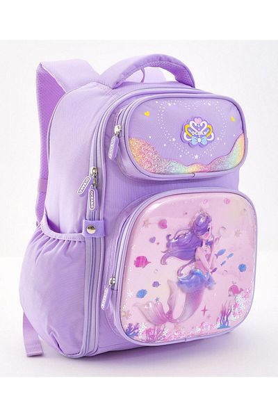 Bonfino Bonfino Mermaid Themed School Bag, Padded Shoulder Straps, Purple - 17 Inches