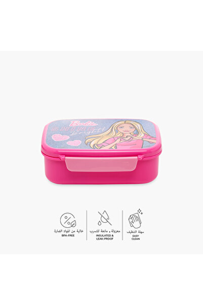 mattel Barbie Print Lunch Box with Clip Lock Lid