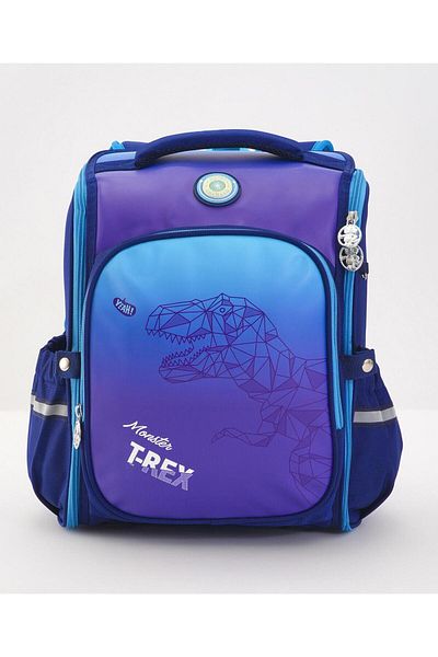 Bonfino Bonfino T-Rex School Bag, Padded Straps, Mesh Back, Dual Bottle Holders, 6 Years+, Blue - 15 Inches
