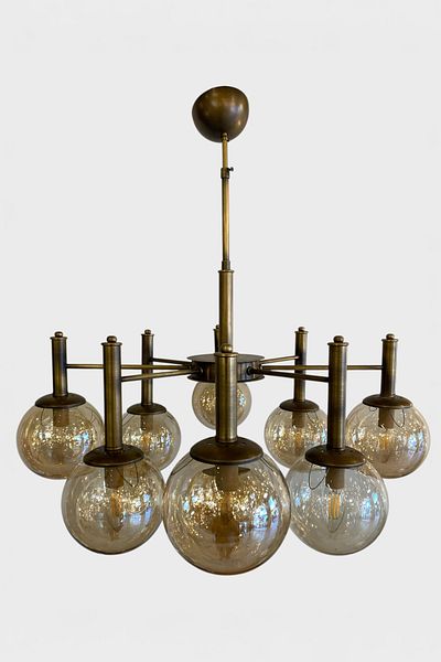 Favori Aydınlatma 9-Piece Modern Chandelier with Antique Body and Honey Glass