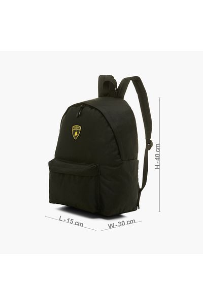 Lamborghini Solid Backpack with Adjustable Straps and Zip Closure - 16 inches