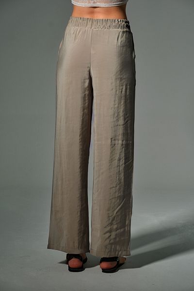 Domoda High Waist Non-Stick Draped Fabric Elastic Palazzo Wide Leg Women's Cupro Pants # Evil Eye