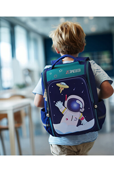 Bonfino Bonfino Astronaut School Bag, Padded Shoulder Straps, Navy Blue - 16 Inches