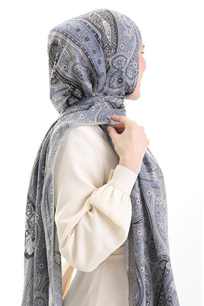 sefamerve Σάλι από βαμβάκι με σχέδιο Karaca 82001-08 Σκούρο Μπεζ Ινδικό