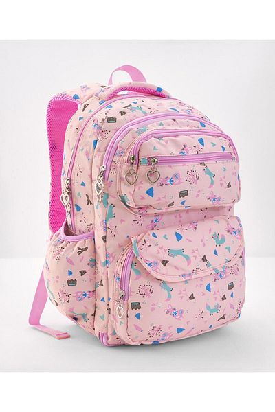 Bonfino Bonfino Bunny School Bag, Padded Shoulder Straps, Adjustable Fit, Pink - 19 Inches
