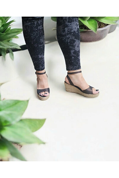 GokceKundura06 Daily Stylish and Comfortable Sole Straw Linen Sandals 8 Cm.Heel