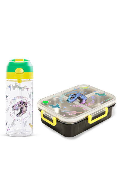 Eazy Kids 3 Compartment 800ml Stainless Steel bento Lunch Box w/ Water Bottle...