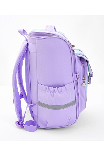Bonfino Bonfino School Bag, Night Reflective Light, S-Spine Curve Support, Purple - 17 Inches