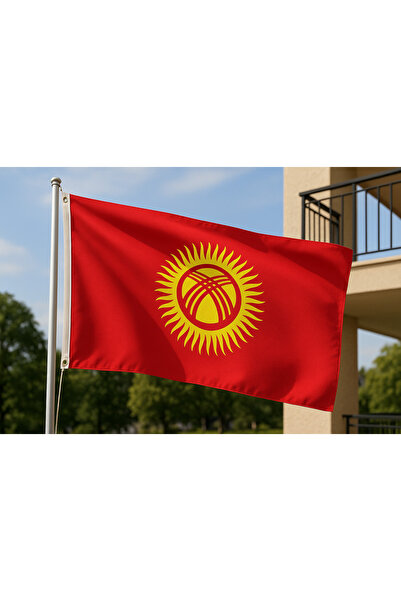 ÇELİKONLİNE Kırgızistan Bayrağı – Raşel Kumaş, Canlı Renkler, Gönder ve Balko...