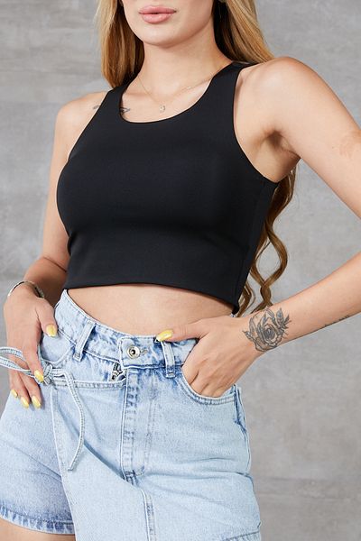 DPARİS Thick Strap Crop Scuba Tank Top