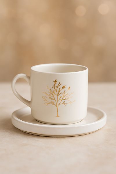 RGS HOMELİFE Gold Gilded 2 Piece Tree of Life Mug Set