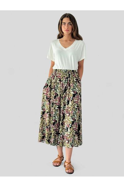 Retrobird Circle Flared Midi Length Skirt Women's Multicolor