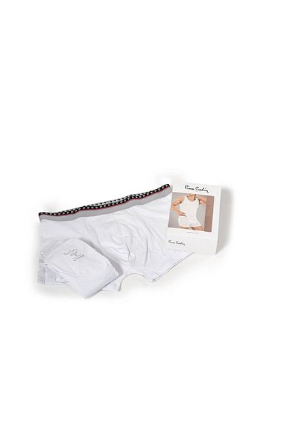 Pierre Cardin 95% Cotton 5% Lycra White Undershirt Boxer Set