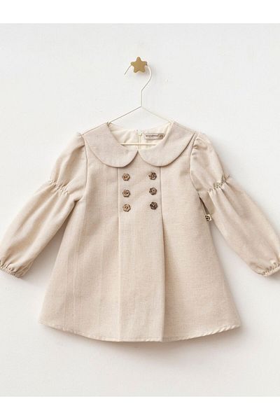 Cherrys Bebek Baby Girl Button Detailed Long Sleeve Dress