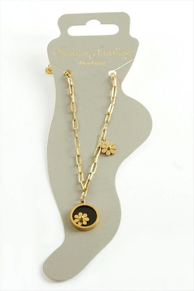 LiderGlobal Flower Luxury Steel Anklet