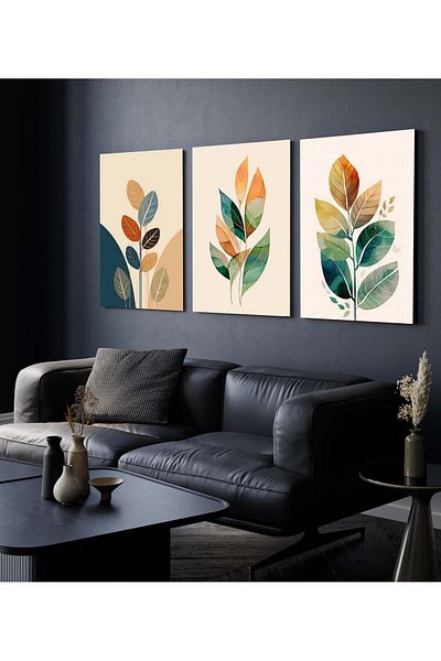 Hagen Pictură Boemă Pictură de perete de calitate premium Pictură de bucătărie cu aspect de cadru Pictură din 3 piese Pictură modernă