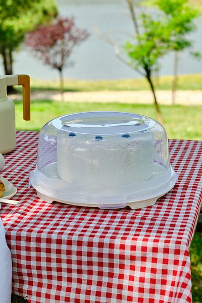 Karaca Container Rocca Cake Transporting Dish Cream