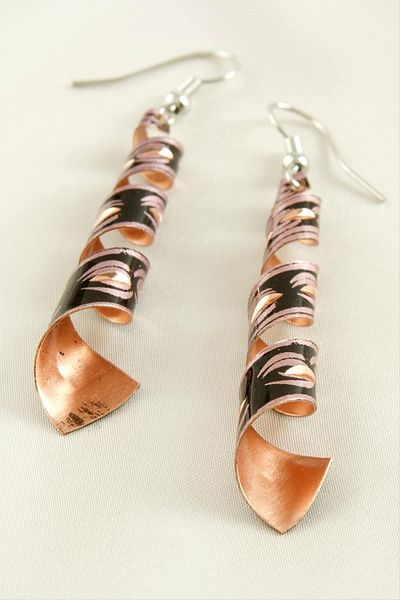 AC BOX Cylinder Copper Earrings