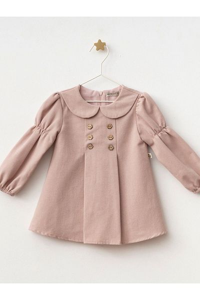 Cherrys Bebek Baby Girl Button Detailed Long Sleeve Dress