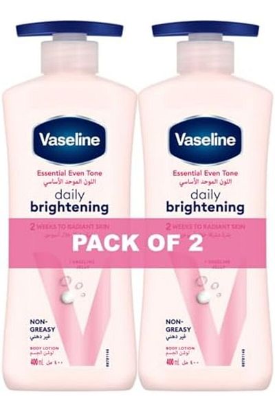Vaseline Body Lotion for Brightening, Suitable for All Skin Types, 400ml (Pack of 2)