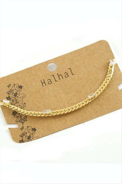 Silahlı Tower Zircon Stone Twisted Luxury Steel Anklet