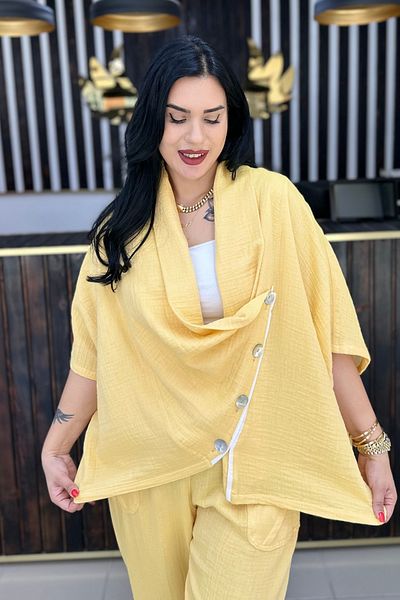 GÖKSEL Shawl Collar Muslin Large Size