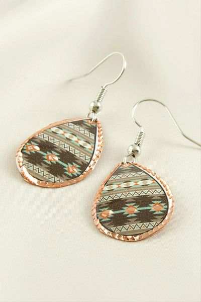 AC BOX Drop Copper Earrings