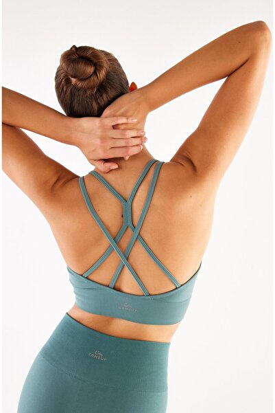 COMEUP Спортен сутиен с тънки презрамки в пастелно зелено