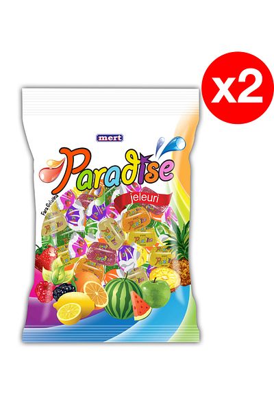 Paradise Jeleuri Clasice – 2 x 800g | Bomboane Gumate cu Gusturi Fructate în Set Economic