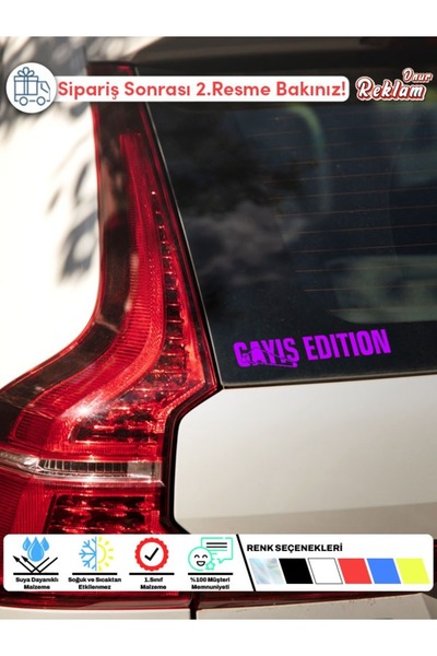Onur Reklam GAYIŞ Edition Sticker – Araba Camı İçin Mizahi Yazı Etiketi