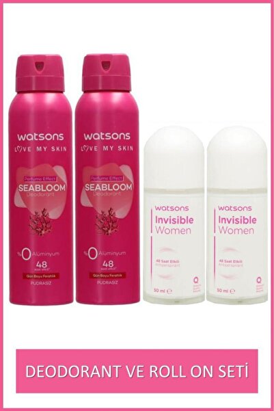 Watsons Invisible 48 Saat Etkili Kadın Roll-on 2x50ml Ve Seabloom Kadın Deodorant 2x150ml