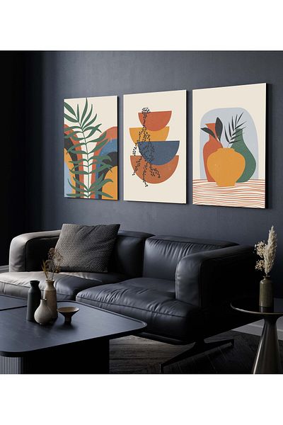 Hagen Pictură de perete Pictură boemă Picturi de bucătărie cu aspect de cadru Pictură din 3 piese Pictură modernă Calitate premium