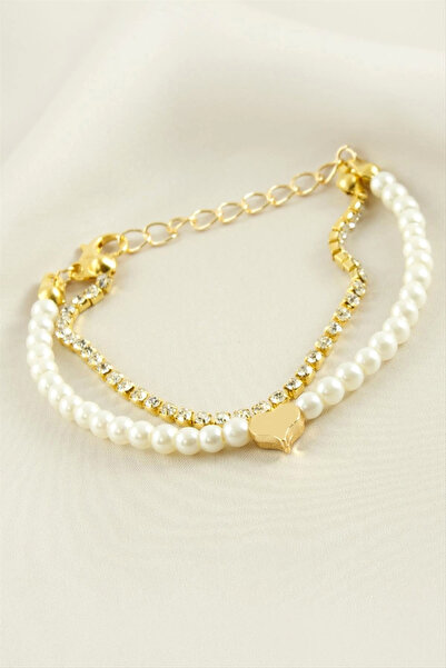 Eco Lounge Heart Stripe Stone Pearl Bracelet