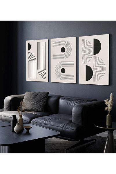 Hagen Tablou de perete cu aspect de cadru Tablou de bucătărie Tablou din 3 piese Tablou modern Tablou boem Calitate premium