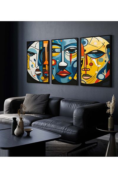 Hagen Pictură de perete Cadru Aspect Pictură Bucătărie Pictură din 3 piese Pictură Modernă Pictură Boemă Calitate Premium