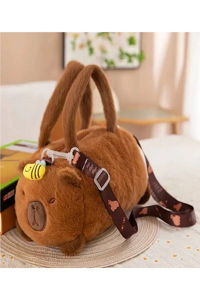 BABUN Capybara Bee Children's Teenager Plush Fluffy Soft Hand Shoulder Bag Capybara Children's Bag