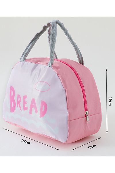 Fab N Funky Bread Themed Lunchbag, Spacious, Lightweight, Easy to Carry, 4 Years+, 27 x 13 x 19 cm - Pink