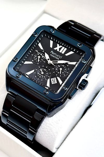 Ferrucci Function Men's Wristwatch Steel Case & Steel Cord Navy Blue Zmfer188