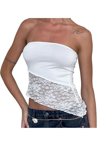 GARDIROZA Lace Lined Crop, Guipure Lined Crop, Lace Bustier, Lace Blouse