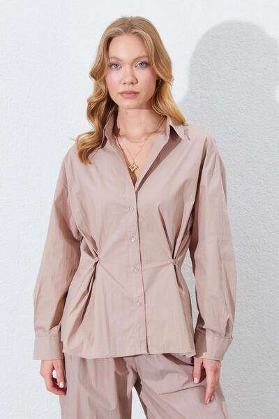 TENA Women's Mink Waist Button Detailed Shirt