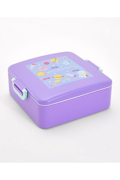 Babyhug Babyhug Lunch Box Set, Space Theme, Leak-Resistant, 1300 mL, 20.5 x 18.5 x 7.5 cm - Purple