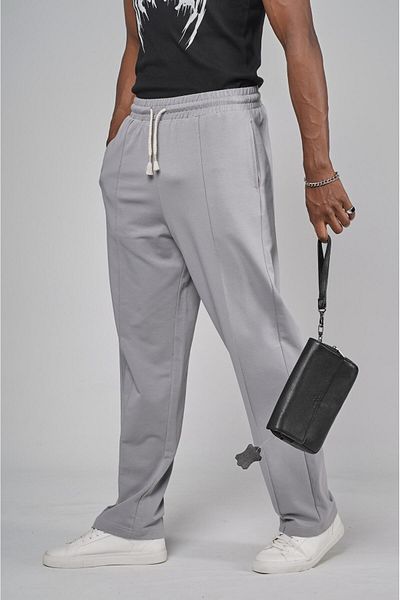 Butik Comfortable Fit Pants with Elastic Waist and Front Slit