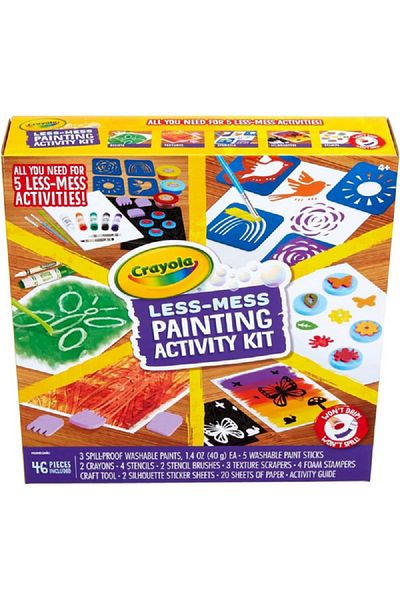 Crayola 46-Piece Less Mess Painting Activity Kit for Kids Multicolor