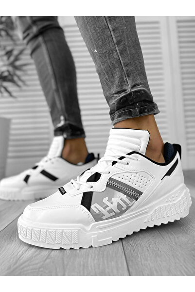 Casual Men's sneakers, made of eco-leather, 93, White grey