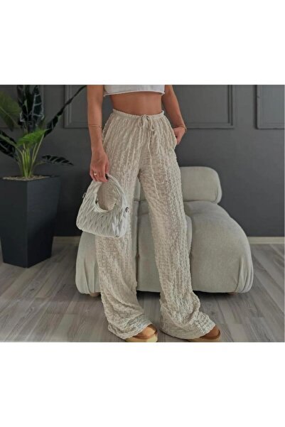 Green'DAL Kadın Giyim Bürümcük Fırfır Detaylı Pantolon