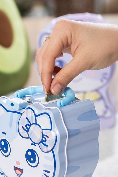 Porsima 043-2 Κλειδαριά με μεταλλικό κλειδί Hello Piggy Bank Blue 11,5x17cm